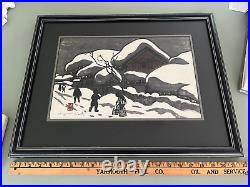 Kiyoshi Saito signed Japanese Woodblock print vintage framed