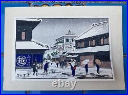 Kobayashi Kiyochika Snow at Surugacho Vintage Japanese Woodblock Print