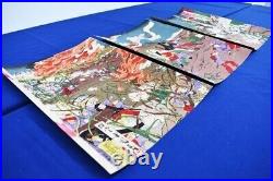 Kokunimasa Japanese Woodblock Print Set of 3 Ukiyo-e Prints Senso-e Battle Scene