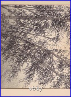 Kotozuka Eiichi Bamboo Woodblock Print Uchida Mounted Fair, as is