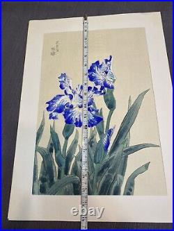 Kotozuka Eiichi, Blue Iris Woodblock Print Ito Blue Iris Uchida Art Co Kyoto