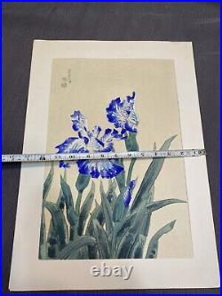 Kotozuka Eiichi, Blue Iris Woodblock Print Ito Blue Iris Uchida Art Co Kyoto