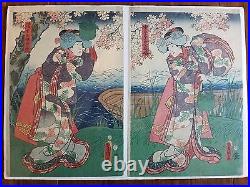 Kunisada (Toyokuni III) Japanese Woodblock Prints diptych 1858