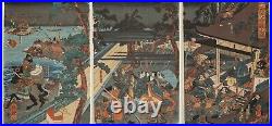 Kuniyoshi, Battle of Ichinotani, Samurai, Art, Original Japanese Woodblock Print