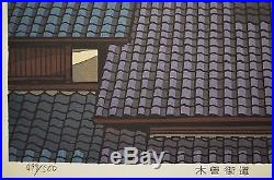 Large Limited Edition Signed Japanese Woodblock Print Katsuyuki Nishijima Roof