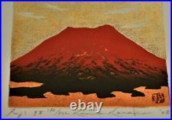 Limited Edition Japanese Woodblock Print By Kunio Kaneko Red Mount Fuji 98
