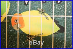 Listed Japanese Artist Shiro KASAMATSU Woodblock'Bird Cage