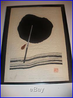 Listed artist Haku Maki Japanese Woodblock pencil signed 73-34
