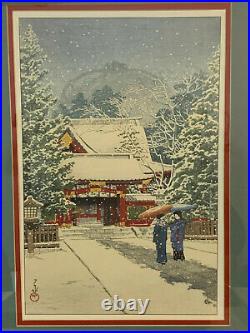 Lithograph Print After Kawase Hasui Japanese Woodblock Snow at Hie Shrine
