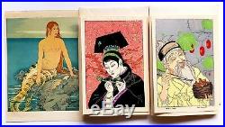MINT! 1950s Paul Jacoulet Mermaid Jade Mica Original Japanese Woodblock Prints