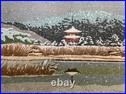 Masao Ido Woodblock Print Yakushiji Temple in Winter