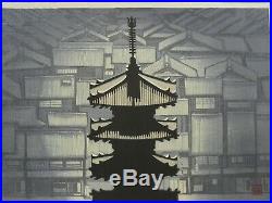 Modern Japanese Woodblock Print Pagoda Junichiro Sekino