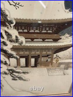 Nisaburo ito Japanese Woodblock Prints Vintage Framed Pagoda Temple Pair