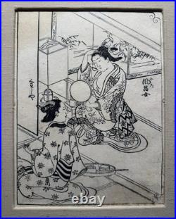 Nishikawa Sukenobu Antique Japanese Woodblock Print 100 Women Circa 1723
