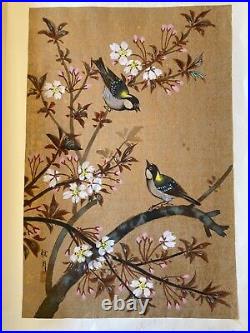 Nishinomiya Tokyo Japanese Woodblock Print Two Birds with Gold