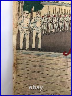 Nobukazu Woodblock Print Triptych Daewongun Visiting Royal Palace of Korea 1894