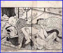 Nun and Outrageous Love Affair (Original Japanese shunga erotic woodblock print)
