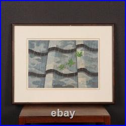 Nw3346 Framed Woodblock Print Leaves on the Roof by Ido Masao