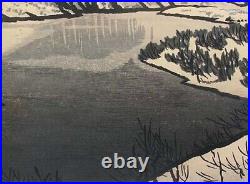 OKUYAMA GIHACHIRO Landscape Original Japanese Woodblock Print Art monochrome