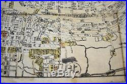 ORIGINAL Edo Era Osaka Castle Town Old Map Japanese Vintage Woodblock Print