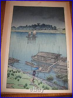 Original Japanese Woodblock Print Hand Colored
