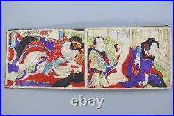 ORIGINAL Japanese Art Shunga 12 Pages Woodblock Erotic Print Book UKIYOE Meiji
