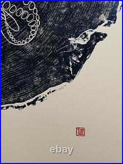 Octopus woodcut, japanese woodblock print, HUGE print oversized large Lino print