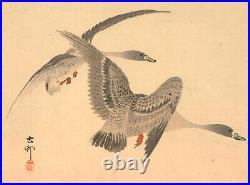 Ohara Koson (1877-1945) c. 1920 Japanese Woodblock, Geese in Flight