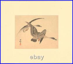 Ohara Koson (1877-1945) c. 1920 Japanese Woodblock, Geese in Flight