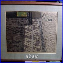 Okiie Hashimoto Kasuga Ryoanji Garden 1966 Large Format woodblock print