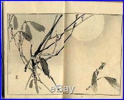 Old 1890 SEITEI Woodblock Print Bird & Flower Picture Book Seitei Kacho Gafu