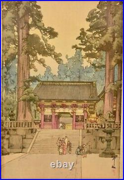 Old Japanese Hiroshi Yoshida Unmounted Woodblock Print Toshogu Shrine Signed