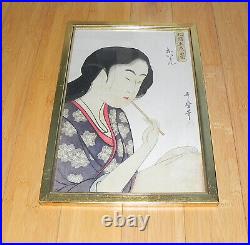 Old Japanese Woodblock Print'High Ranking Courtesan' Utamaro-late Meiji period