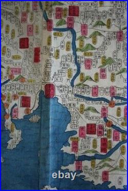 Old Japanese Woodblock Print Map, Japan