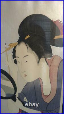 Old Vintage Japanese Woodblock Wood Block Print Japan Geisha Woman Girl Lady