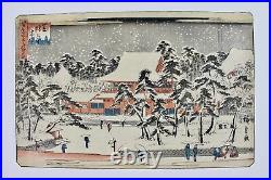 One Utagawa Hiroshige woodblock Famous places Edo snow at Zojoji temple