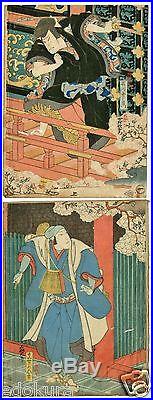 Orig HIROSADA EDO Antique JAPANESE Woodblock Print KABUKI Ishikawa Goemon