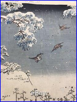 Original 1853 Utagawa Hiroshige Yuki No Nagame, Snow View Center Woodblock Print