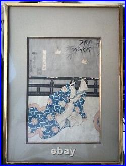 Original 19th Century Japanese Woodblock Print Utagawa Toyokuni III Aka Kunisada