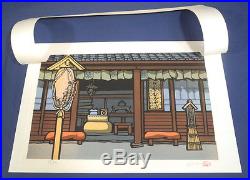 Original 1st Ed. Japanese Woodblock Print Katsuyuki Nishijima Tea House 35/500