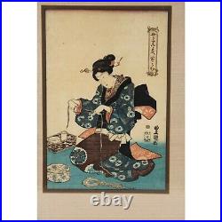 Original Antique Woodblock Print On Rice Paper Toyokuni Kunisada (1786-1864)