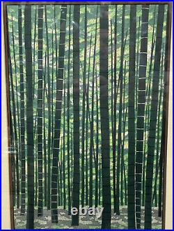 Original Fumio Fujita (born 1933) Japanese Woodblock Print Bamboo Forest 1980s
