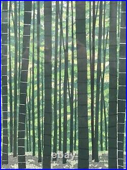 Original Fumio Fujita (born 1933) Japanese Woodblock Print Bamboo Forest 1980s