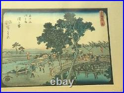 Original Hiroshige (1797 1858) Japanese Woodblock Print Bridge
