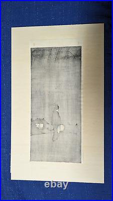 Original Hiroshige IV Japanese Woodblock print Evening Stroll 6.5 x 15 inches
