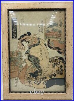 Original Japanese 1820s Ukiyo-e Oban Woodblock Print by Keisai Eisen, Very Rare