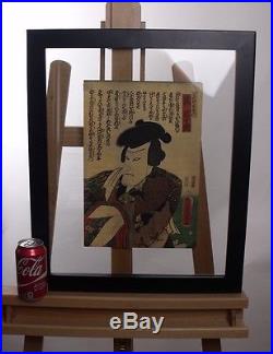 Original Japanese Edo Woodblock Print Kunisada Actor Samurai Double Sided