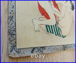 Original Japanese Shunga Art, Antique Erotic Woodblock print, Ukiyo-e, Bijinga