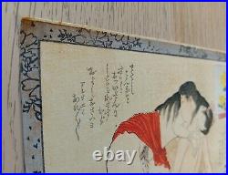 Original Japanese Shunga Art, Antique Erotic Woodblock print, Ukiyo-e, Bijinga