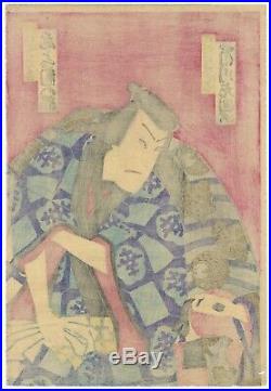 Original Japanese Woodblock Print, Ukiyo-e, Set of 2 Triptychs, Meiji Kabuki